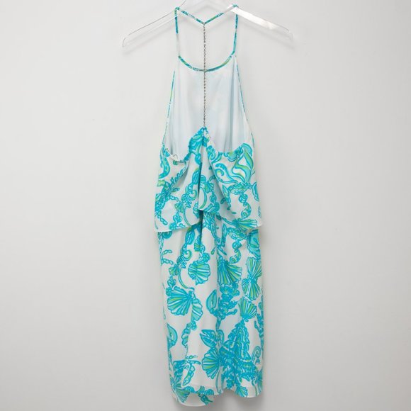 Lilly Pulitzer Whistler Dress Rhinestone Chain Back Silk Gold Digger Mini 10 - Picture 3 of 8